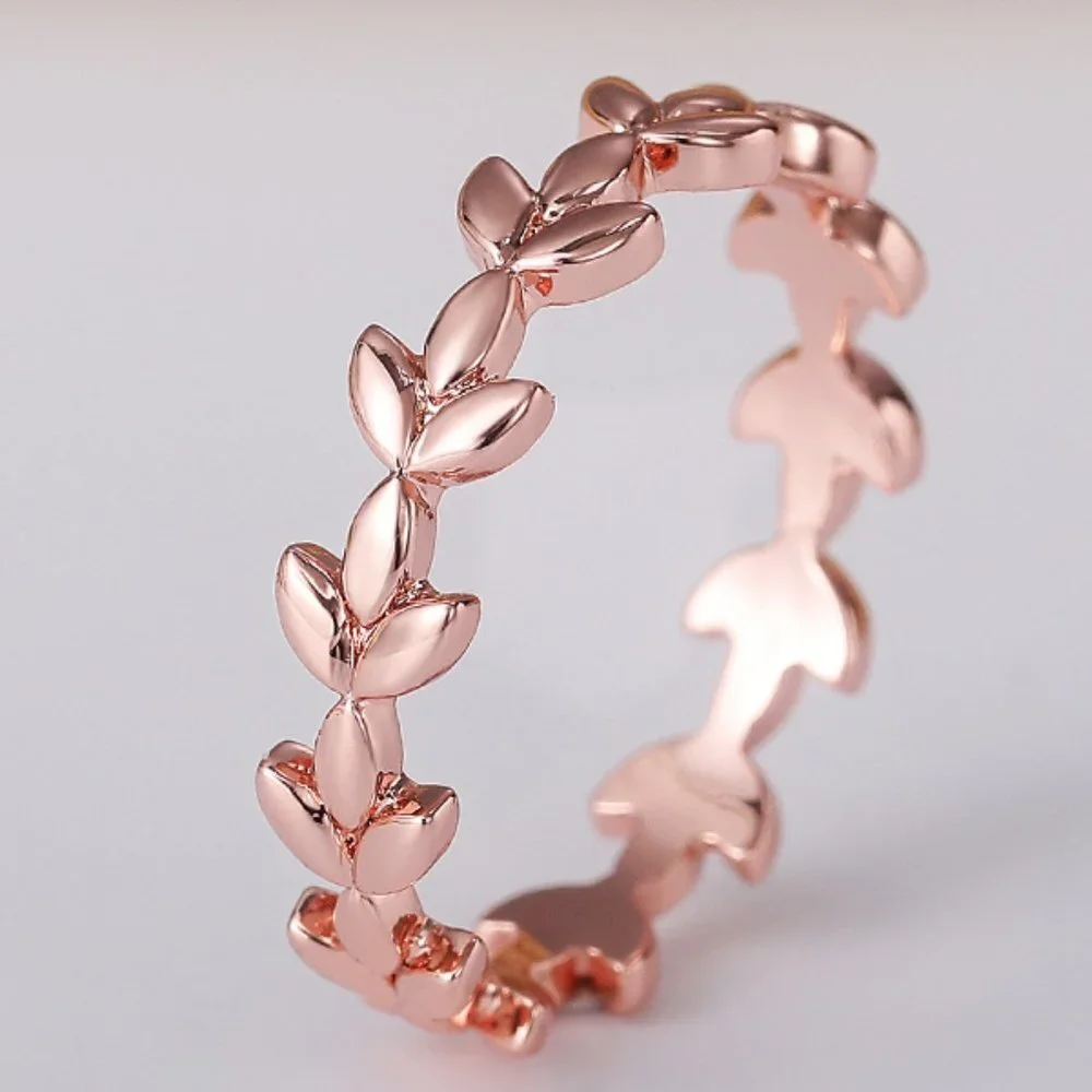 😍Fashion Leaf Rose Gold Plated Simple Ring for Women/Girl, K944
